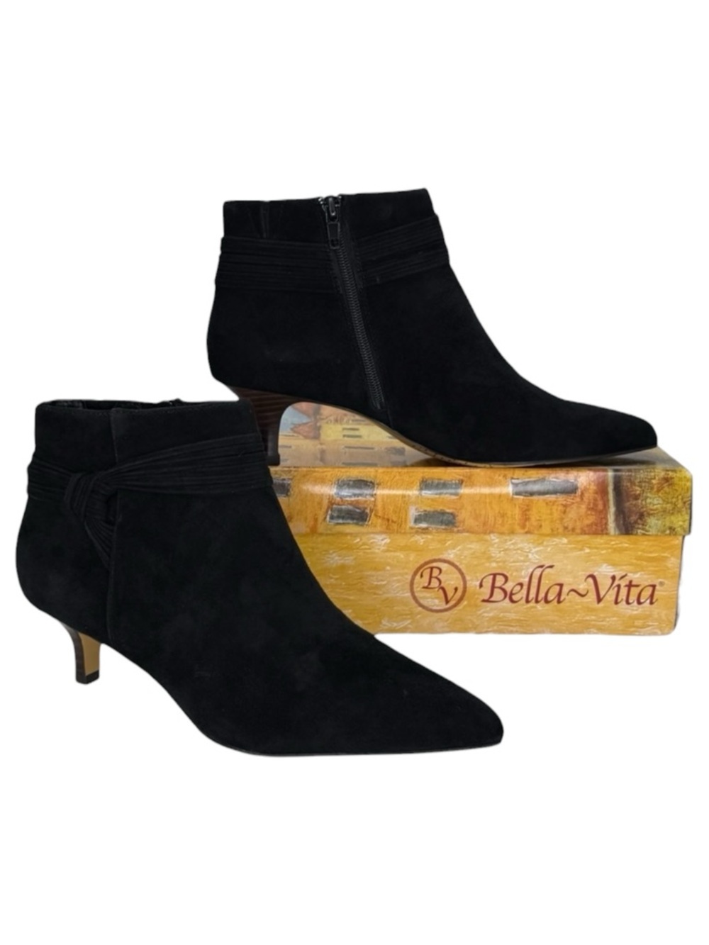 Bella Vita Jani Black Suede Leather Womens Booties Size 9N - Picture 1 of 11